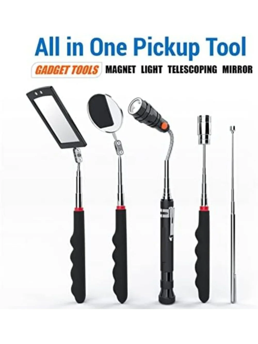 Magnetic Pickup Tool Kit with LED Light & Inspection Mirror for Easy Retrieval